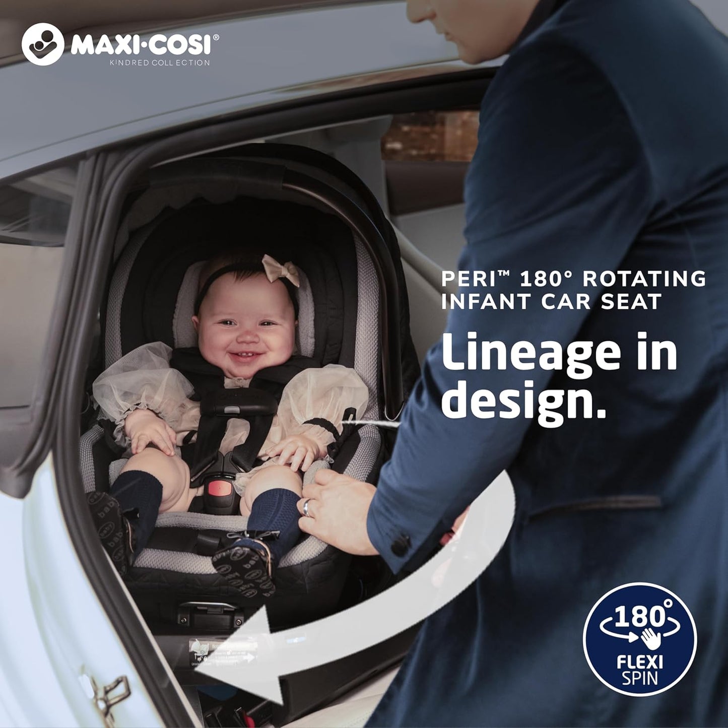 Maxi-Cosi Peri 180 Rotating Infant Car Seat, Baby Car Seat Rotating Carseat, Swivel Car Seat, Onyx Wonder