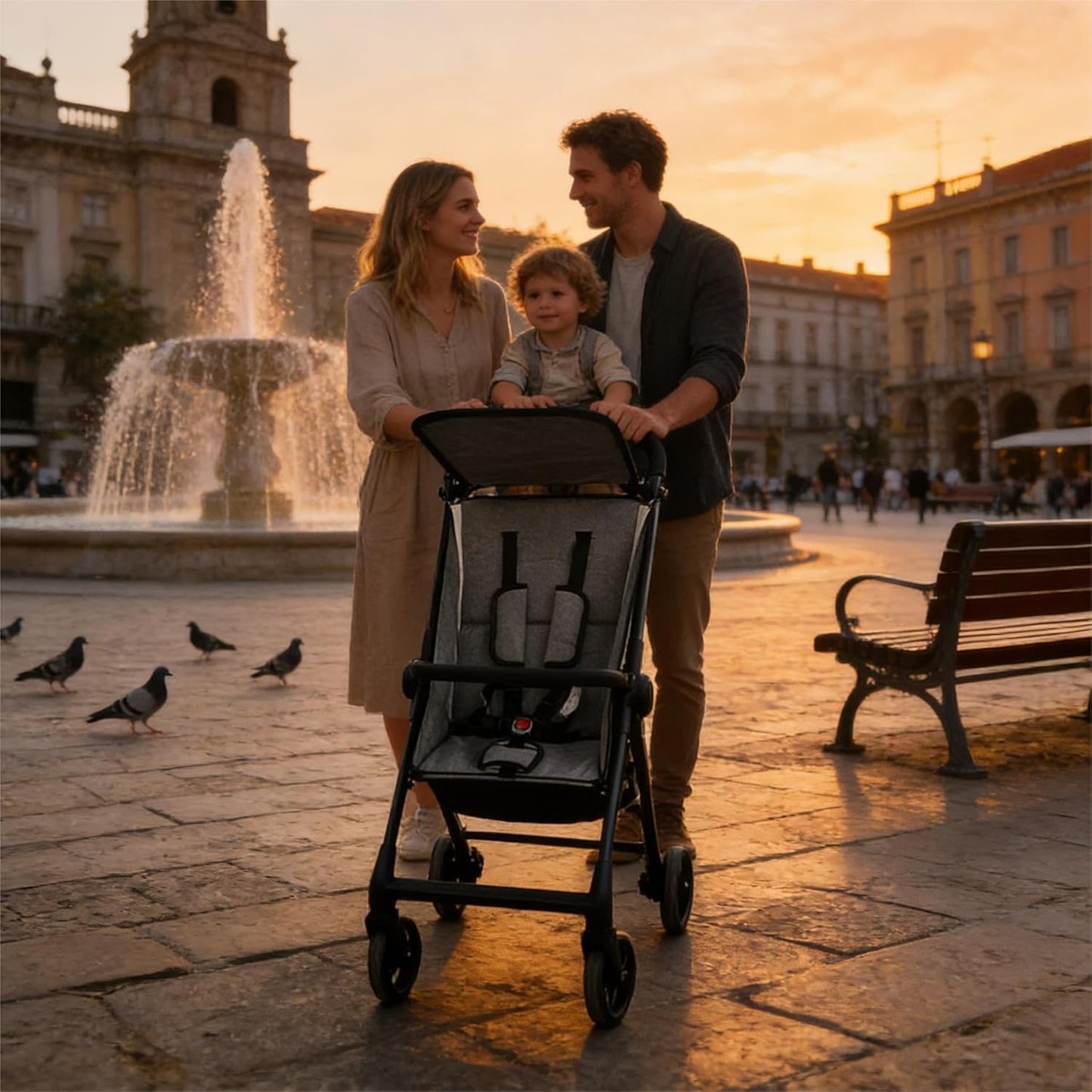 Lightweight Travel Baby Stroller, Compact Foldable Baby Stroller with Sun Visor, Convenience Airplane Strollers, Ultra-Compact One-Hand Foldable Stroller, Baby Airplane Travel Essentials (Grey)