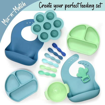 PrimaStella Silicone Chew Spoon Set for Babies and Toddlers | Safety Tested | BPA Free | Baby Spoon 6 Pack (Blue/Green)