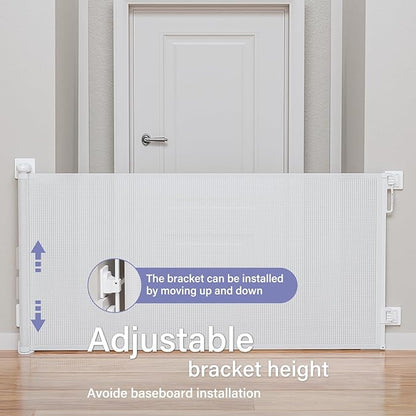 Retractable Baby Gates No Drilling, PRObebi Retractable Dog Gate for the House Extends to 54" Wide 33" Tall, Gates for Baby Indoor, Stair Gate for Outdoor, Staris, Hallways, Doorways, Deck, Porch