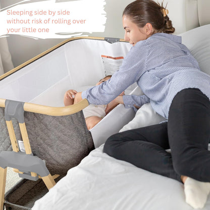 3 In 1 Baby Bassinet with Wheels, Portable Bedside Sleeper for Baby with 7 Adjustable Heights and Foam Mattress, Baby Bedside Crib for Newborns and Infants with Storage Basket, Carry Bag Included