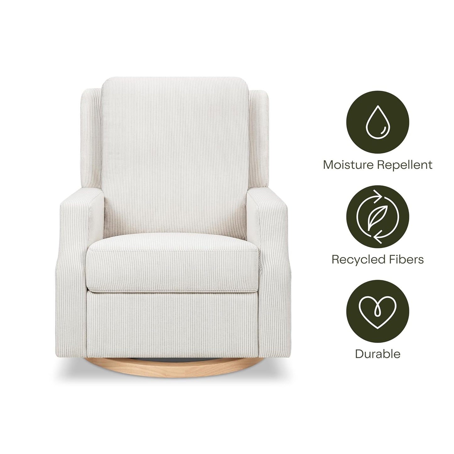Namesake Crewe Glider Recliner Nursery Chair - GREENGUARD Gold & Certi-PUR US Certified Rocker Recliner - Glider Rocking Chair for Nursery & Living Room - Manual, 360° Swivel, Tan Gingham