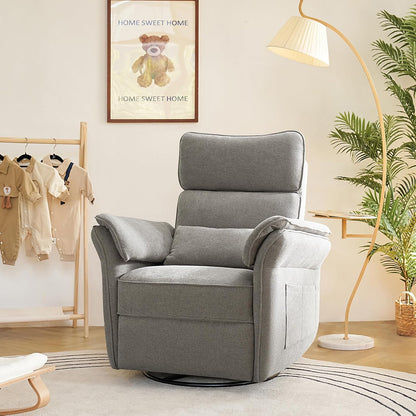 HULALA HOME Nursery Glider Recliner with Adjustable Headrest and Armrests, Power Swivel Rocker Recliner Chair with USB Port and Storage Bags, GREENGARD, FSC, CertiPUR-US® Certified, Beige