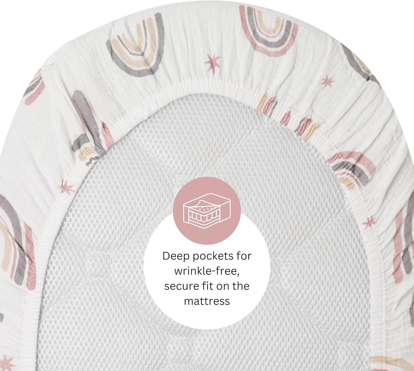 Muslin Bassinet Sheets for Angelbliss, Cowiewie, Amke, Jimglo, Suihuooo, Wayfong Baby Bassinet Bedside Sleeper by TansyPanda, 3PC, 20×33in, Ultra Soft, Breathable, Snug Fit, Unisex Boys Girls, Maadi