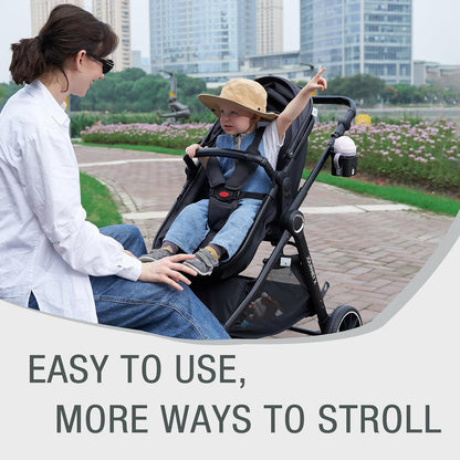 Accombe 2 in 1 Baby Stroller, Convertible Bassinet Pushchair for Infants and Newborns 0-36 Months