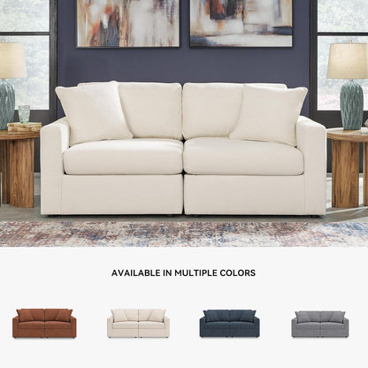Signature Design by Ashley Modmax Coastal Press-Back Swivel Glider Rocker Recliner with Machine Washable Cover, Hidden Storage Compartments and 2 Bolster Pillows, Beige - Colors A
