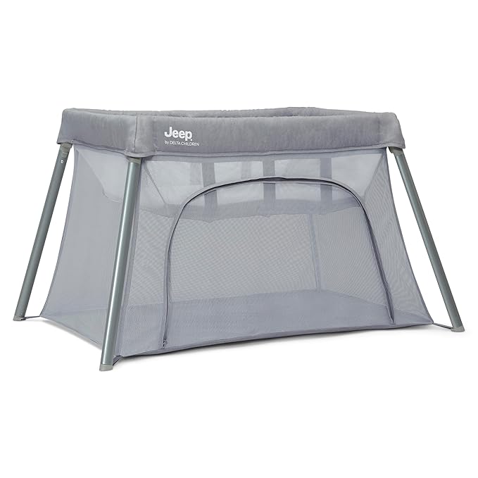 Jeep Horizon Compact Travel 2-in-1 Play Yard and Bassinet, Light Grey