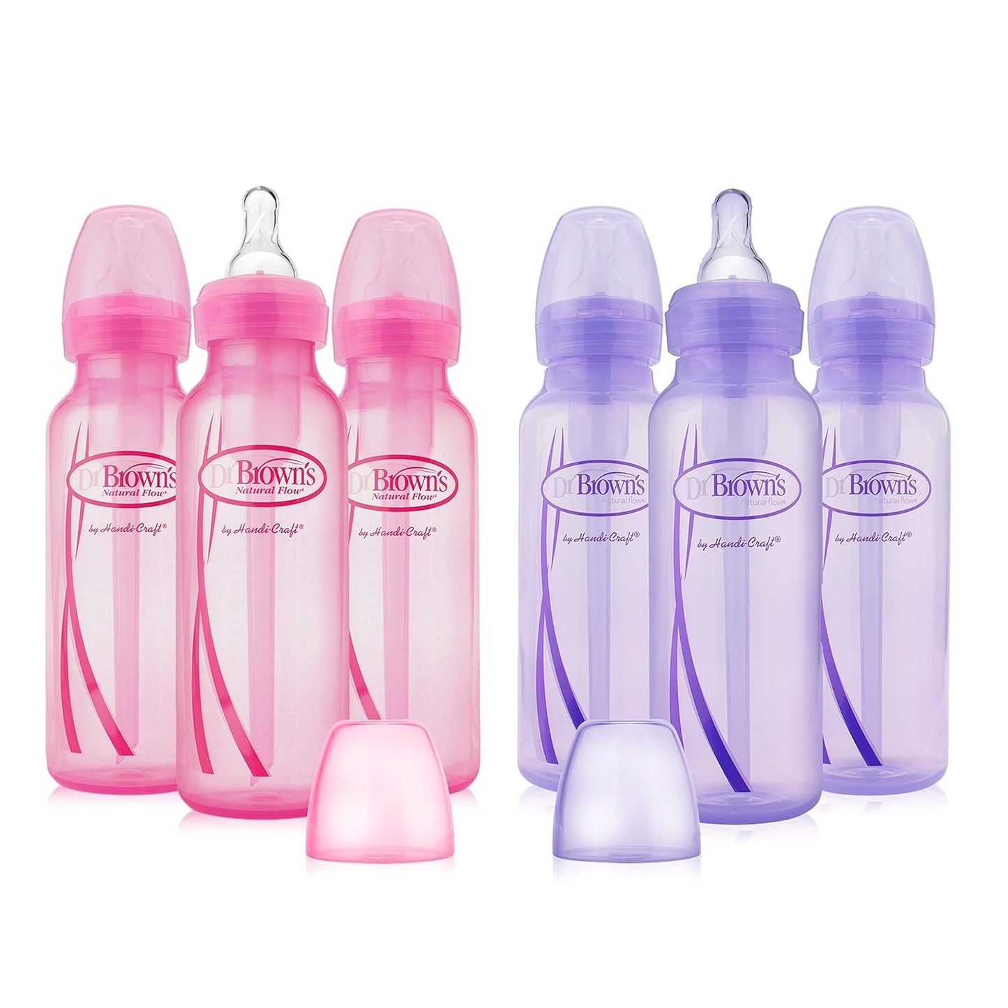 Dr. Brown’s Anti-Colic Options+ Narrow Baby Bottles, 0m+ Level 1 Nipple - Baby Bottle to Reduce Colic (3 Pack), Purple 8 oz