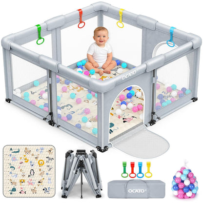 OCATO Baby Playpen Play Pen: Foldable Playpen for Babies and Toddlers Playard for Indoor Outdoor Activity Center Game Fence Safety Area Toddler Play Pen for Babies 6-12 Months Baby Gifts (50" × 50")