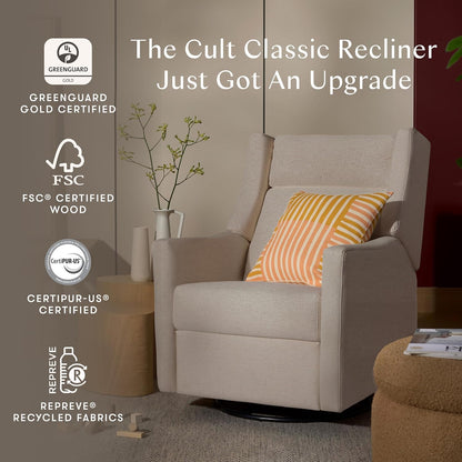Kiwi Glider Recliner w/Electronic Control and USB | in Almond Teddy Loop w/Light Wood Base, Greenguard Gold Certified