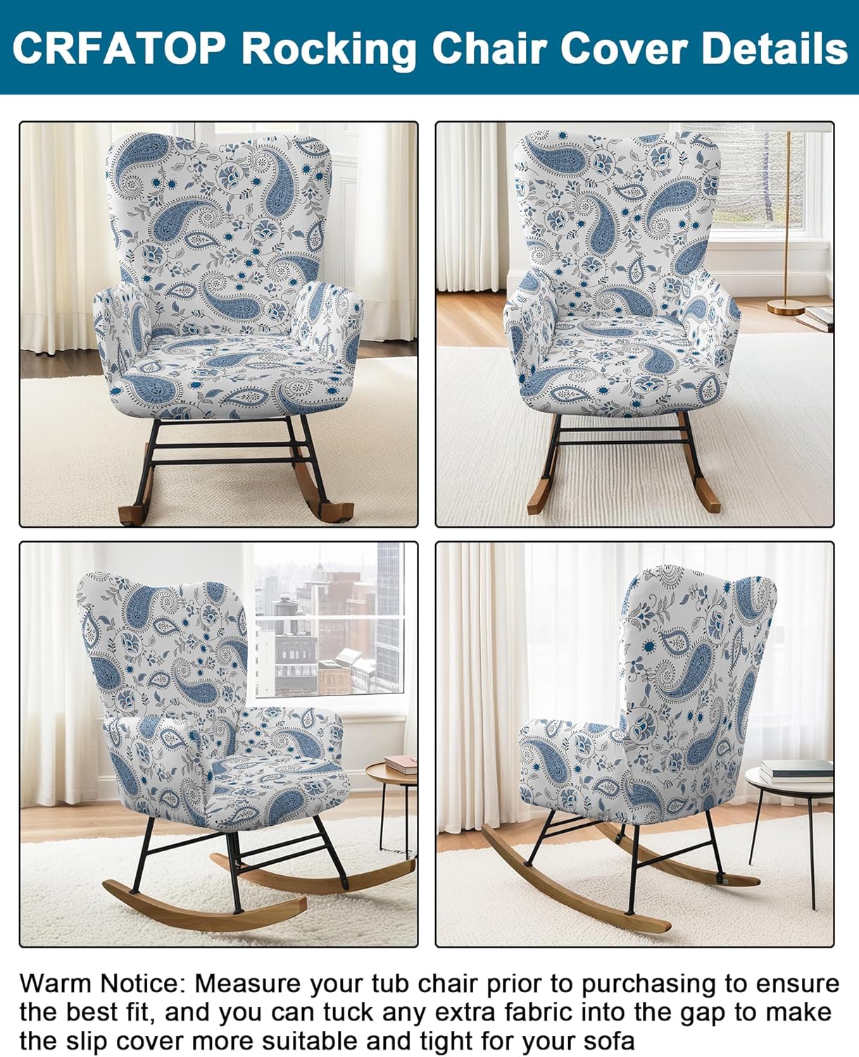 CRFATOP Jacquard 1 PC Nursery Rocking Chair Recliner Covers Upholstered Glider Rocker Banquet Armchair Slipcover Stretch Accent Chairs Furniture Protector for Living Room Bedroom Offices,Green