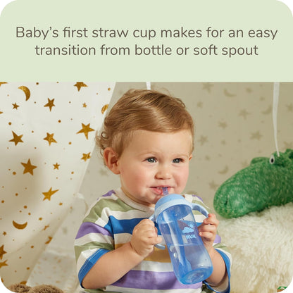 NUK Learner Straw Cup, 10oz, 2-Pack - Toddler Sippy Cup with Soft Straw for Easy Drinking, Suitable for Ages 8 Months and Up, Timeless Collection
