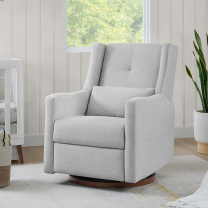 KISLOT Upholstered Recliner Swivel Glider Nursery Chair Reclining Performance Fabric Rocker with Wood Base,Boucle,Moss Green