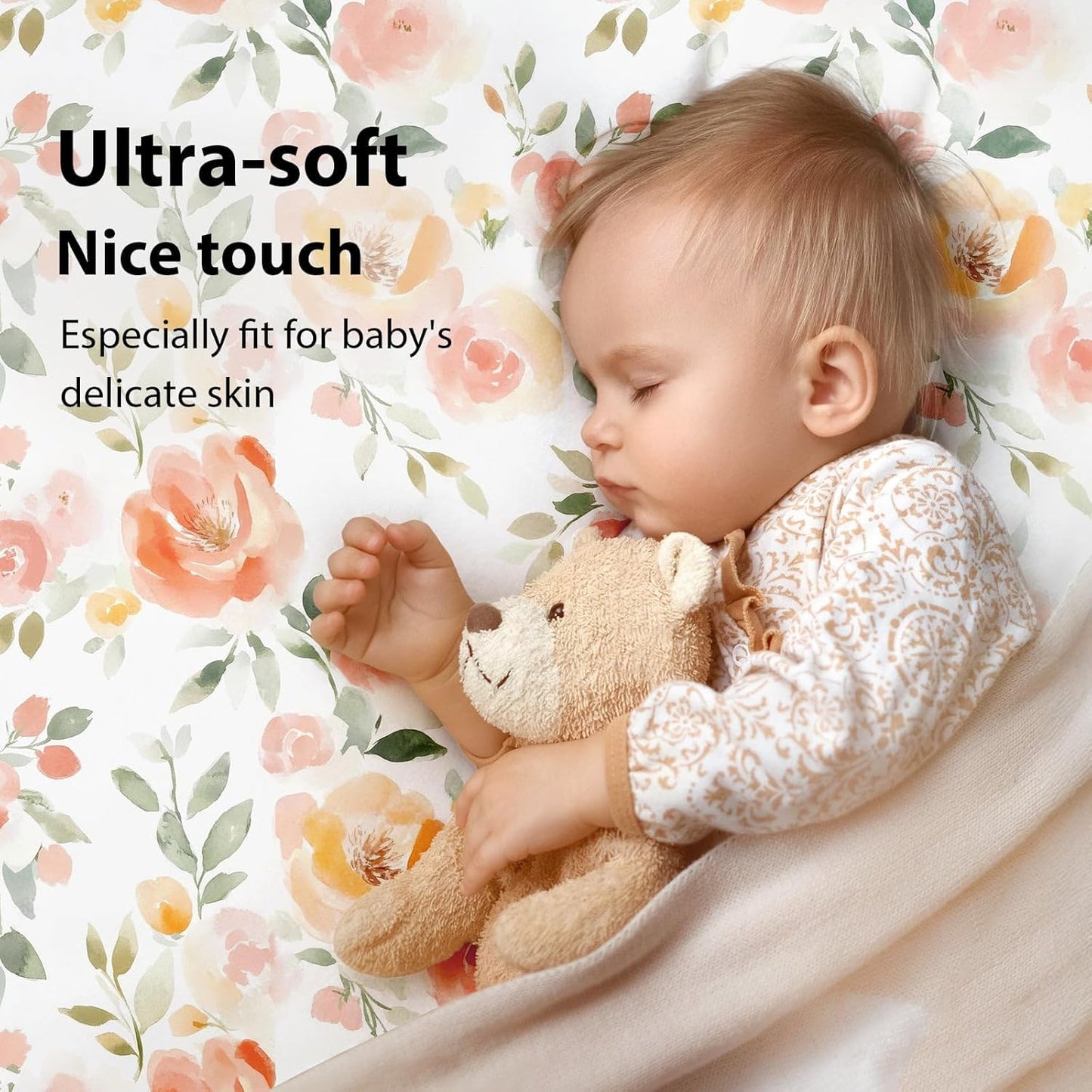 Baby Bedside Bassinet Sheets Girl, 33”x20” Compatible with Baby Delight Dream On Me & Most Rectangle Bedside Sleeper Bassinet Mattress, Super Soft Microfiber Pink Butterfly Flower