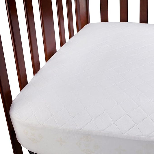 Carters Waterproof Fitted Quilted Crib and Toddler Protective Mattress Pad Cover, White