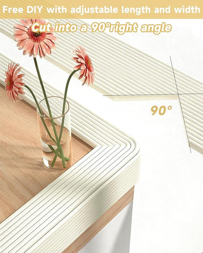 11.8''W Extra-Wide Edge Protector, 6.56FT 0.79''Th Baby Proofing Corner Guards, Safety Furniture Bumper, Pre-Taped, Thick Soft Rubber Foam Padding for Fireplace Table Stair Cabinet (Beige)