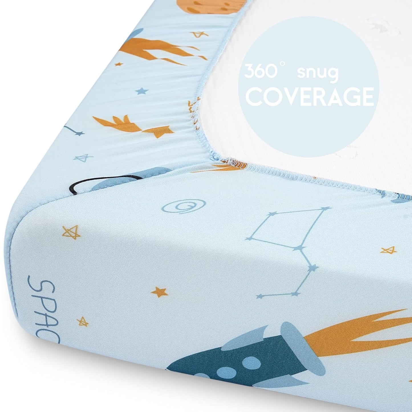Yoofoss Pack and Play Sheets Fitted, Mini Crib Sheets 2-Pack for Pack N Play Mattress, Stretchy Playard Sheet, Soft and Breathable Green+Giraff