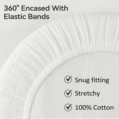 Muslin Bassinet Sheet Compatible with Maxi-COSI Iora & Iora Air Bedside Sleeper - 100% Cotton Rectangular Mattress Pad Cover (33"x20"), Breathable & Soft, Boho (1 Pack Blue)