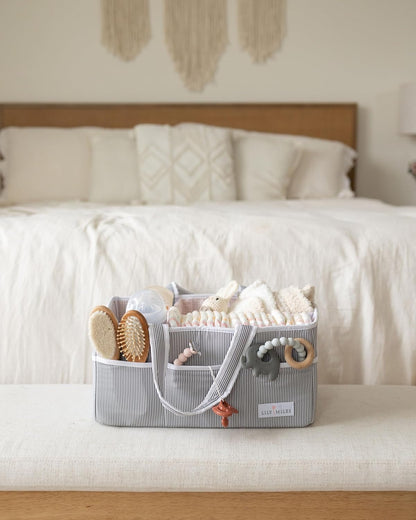 Lily Miles Baby Diaper Caddy Organizer - Large Tote Bag for Newborn essentials Boy or Girl - Baby Shower Basket - Nursery Must Haves - Registry Favorites - Newborn Caddie Car Organizer