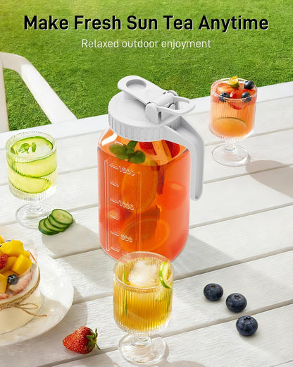 OneDream Breast Milk Pitcher 32oz Glass Pitcher with Lid, Formula Pitcher Leakproof Drip-Free Spout, Wide Mouth Mason Jar Pitcher for Easy Pouring, Dishwasher Safe Breastmilk Storage Pitcher