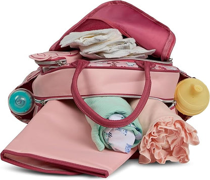 Disney Diaper Bag Backpack with Changing Pad Winnie the Pooh – 16” Nylon Baby Bag for Parents, Insulated Bottle Holders, Multiple Storage Pockets