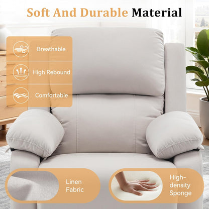 Korser Recliner Chair, 360 Swivel Rocker Chair for Adults, Small Rocking Recliner for Small Spaces, Upholstered Fabric Glider Recliner Nursery