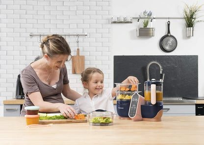 Babymoov Baby Food Maker & Storage Bundle – Duo Meal Station XL 6-in-1 Steamer Blender + 6 Glass Baby Food Jars