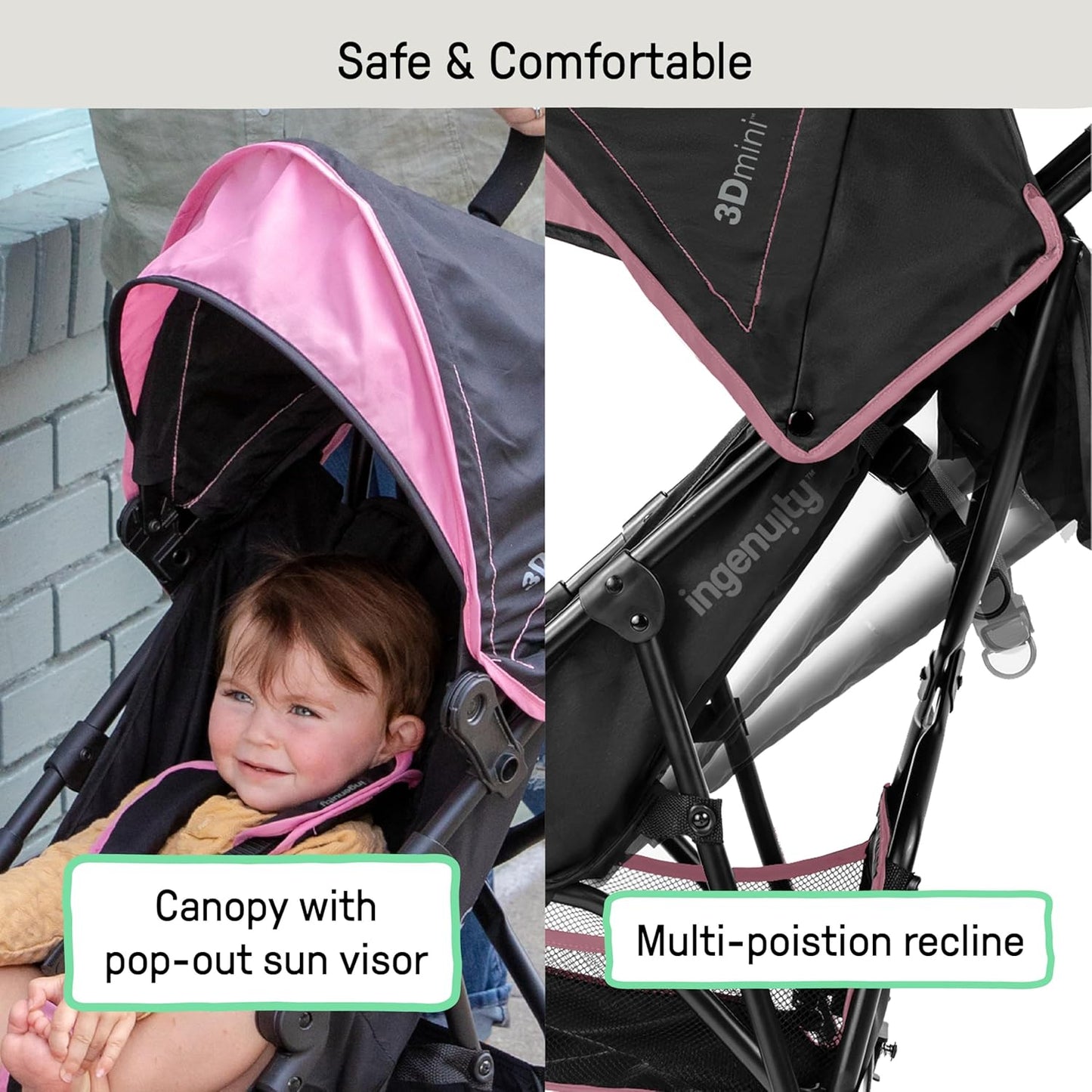 Ingenuity 3D Mini Stroller Rain Cover, Baby Weather Shield for Rain, Wind & Snow, Fits 3D Mini Strollers, Vented Airflow, Clear Visibility, Easy Install & Storage – Clear
