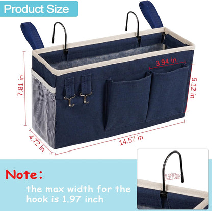 Loghot Bedside Caddy/Bedside Storage Bag Hanging Organizer for Bunk and Hospital Beds,Dorm Rooms Bed Rails,Can be Placed Glasses,Books,Mobile Phones,Keys (White)