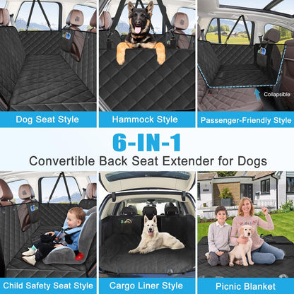 Kytely Dog Car Seat Cover for Back Seat,600D Heavy Duty Dog Hammock for Car with Side Flap,100% Waterproof Pet Backseat Cover, Anti-Scratch Nonslip Pet Seat Protector for Cars Trucks and SUV