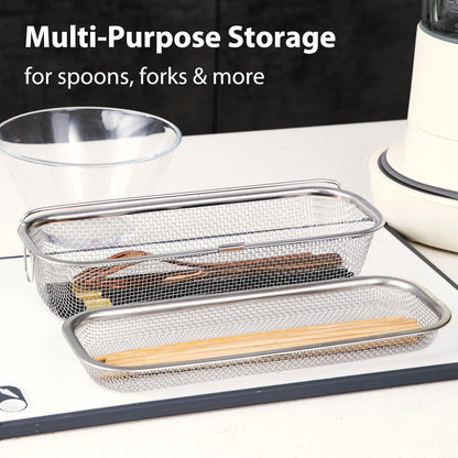 Stainless Steel Dishwasher Basket for Utensils - 18/8 Food-Grade, Custom Fit Size Secure Hold Design Prevents Slipping | Food-Grade Metal & 10-Mesh Drying Tech