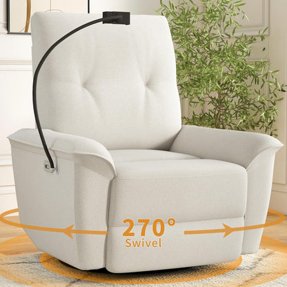 Power Swivel Rocker Recliner Chair for Nursery, Upholstered Glider Rocking Chair with Phone Holder,USB Ports, Small Recliners for Small Spaces Living Room, Bedroom