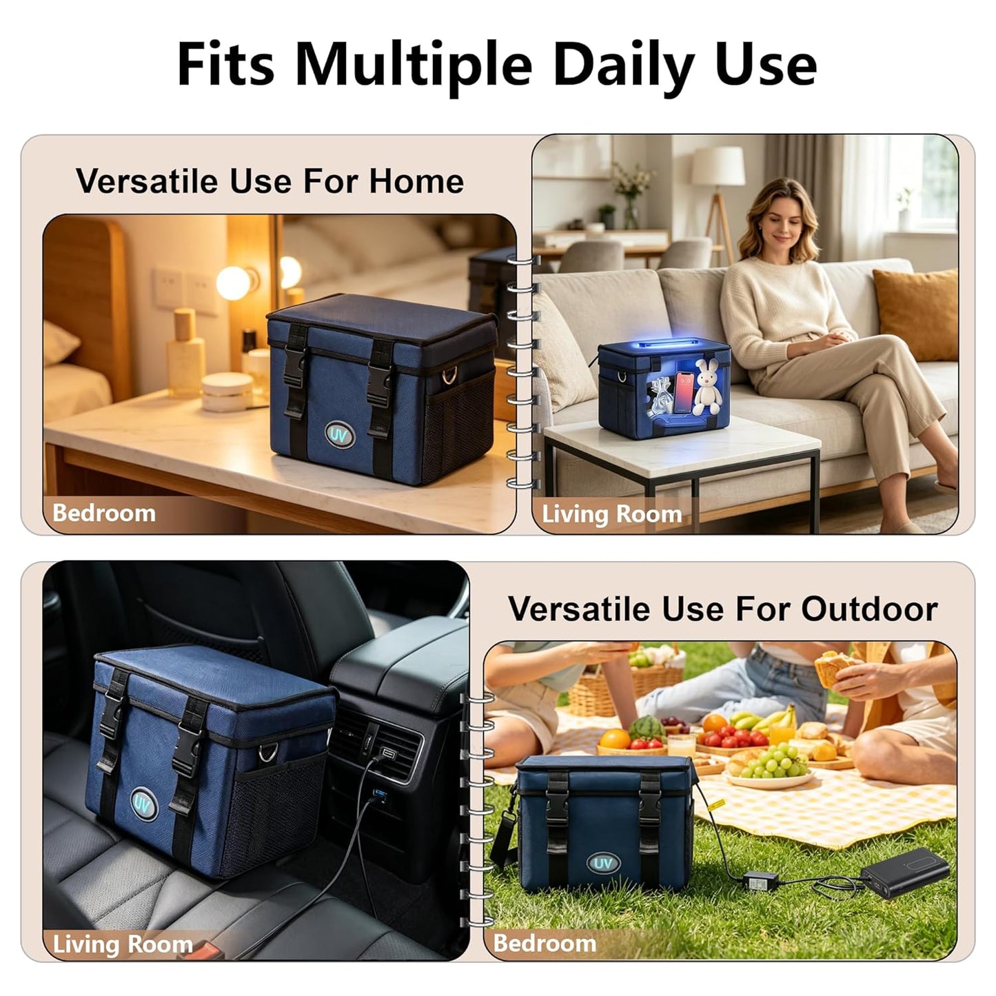 UV Sanitizer Box, 12L Portable Sanitizing and Cleaning Machine with 3-Level Timer, Foldable UV Cleaner Box for Toys, Mask, Towel, Key, UV Cleaning Machine Ozone Free