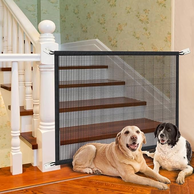 2-Pack Dog Gate for Stairs Pet Gates for The House: Dogs Screen Mesh Gate for Doorways Stairways Indoor Safety 29 inches Tall, 41 inch Wide