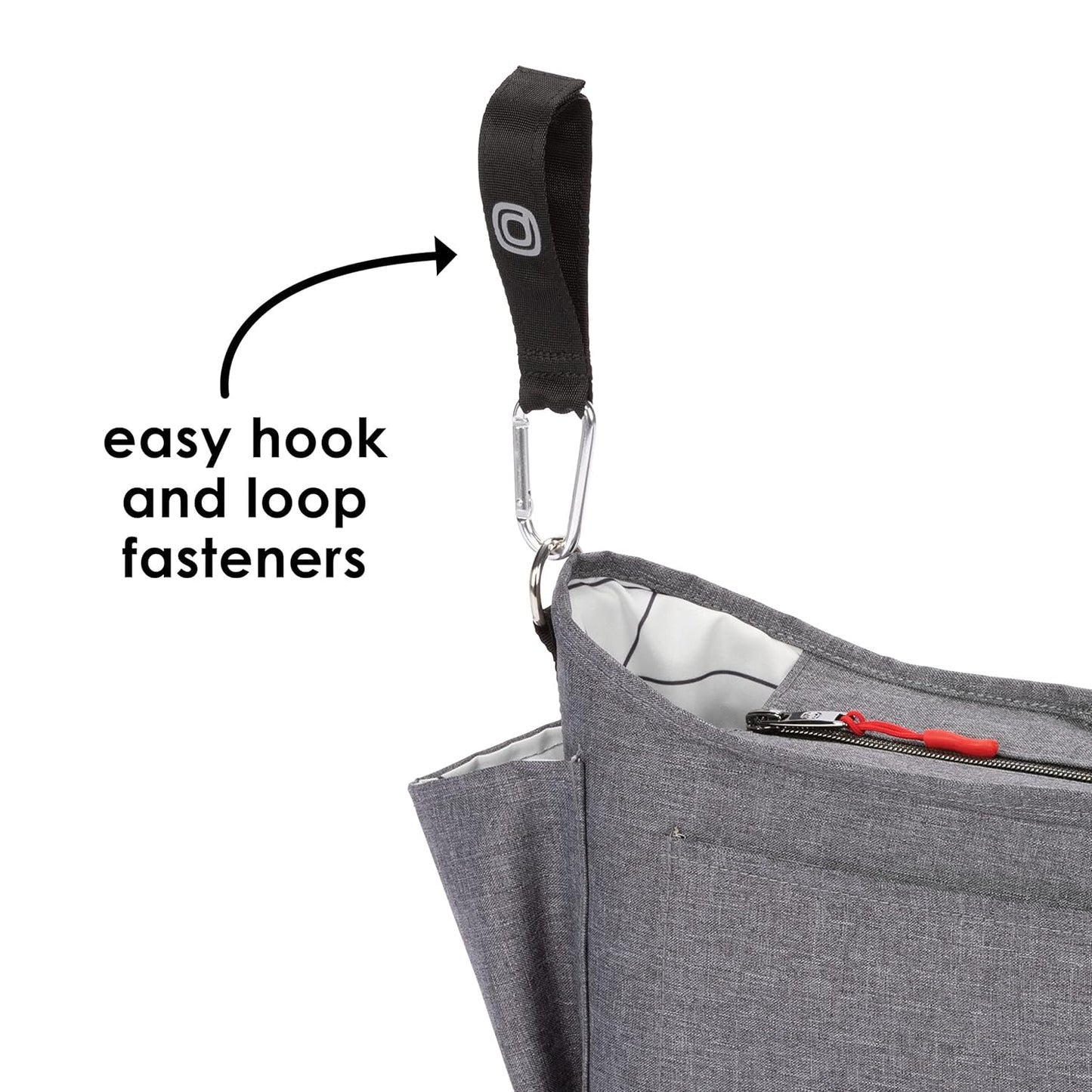 Diono Buggy Buddy Universal Stroller Organizer with Cup Holders, Secure Attachment, Zippered Pockets, Safe & Secure, Gray
