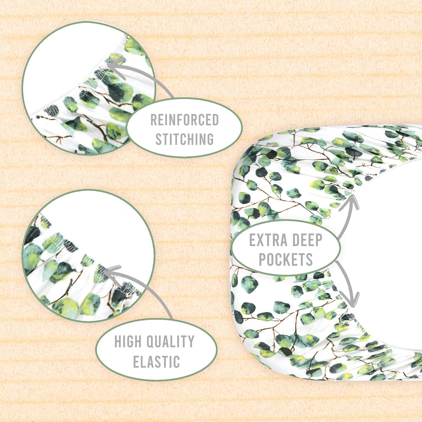3-Pack Bedside Sleeper Bassinet Sheets | GOTS Certified Organic 100% Muslin Cotton | Ultra Soft & Breathable | 33×20×4” Fitted Sheets | Universal Fit 29–33” x 17–21” Pads
