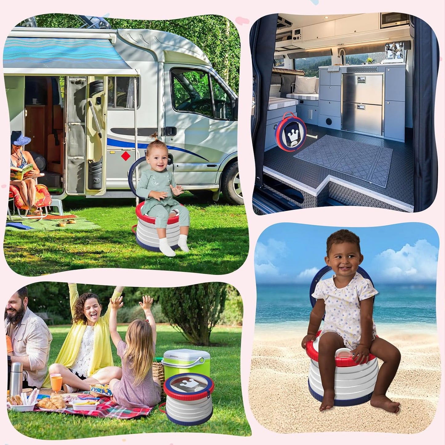 Portable Potty Chair for Toddlers with Splash-Proof Design, Foldable Travel Potty with Bag & 30 Refills - Kids Toilet for Car, Camping, Indoor - Easy Clean Baby Potty Training Seat(Red-blue)