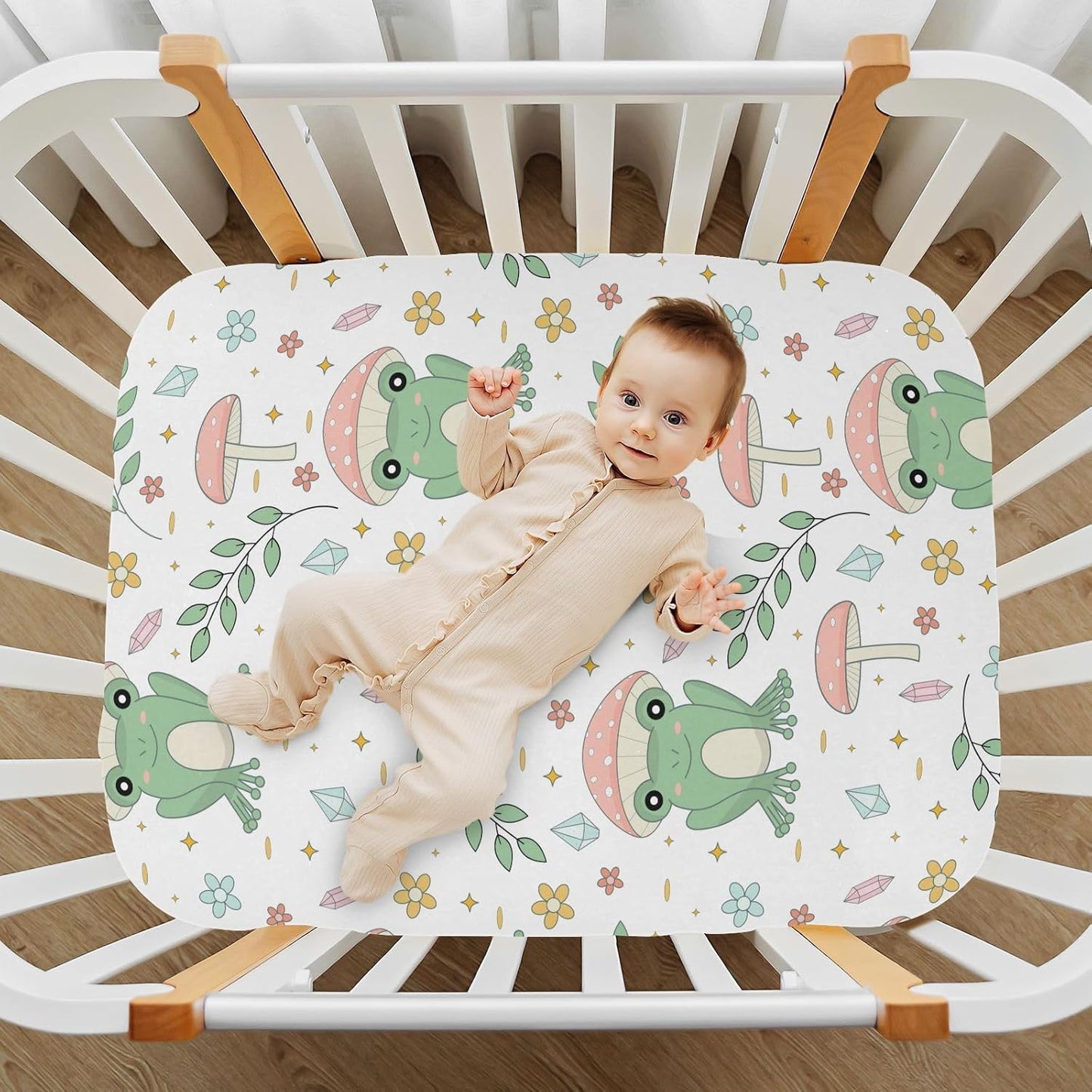 Fitted Crib Sheets Turtle Sea Horse Stretchy Portable Playard Sheets for Baby Toddler, Breathable Soft Mini Crib Mattress 39 x 27 in for Boys and Girls