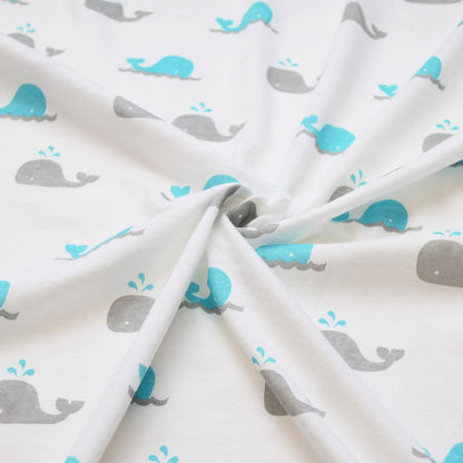 American Baby Company 100% Natural Cotton Fitted Pack and Play Sheet 39" x 27" - Soft & Breathable Pack N Play Sheet for Playpen, Playard & Mini Crib Mattress, Navy Whale, for Boys & Girls
