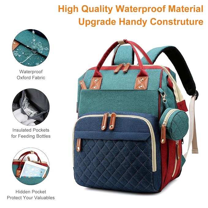 Awanhe Diaper Bag, Backpack with Changing Station, Waterproof Baby Bag for Boys & Girls, USB Charging Port for Parents, Travel Backpack Baby Essentials & Lovely Baby Shower Gifts, RGB