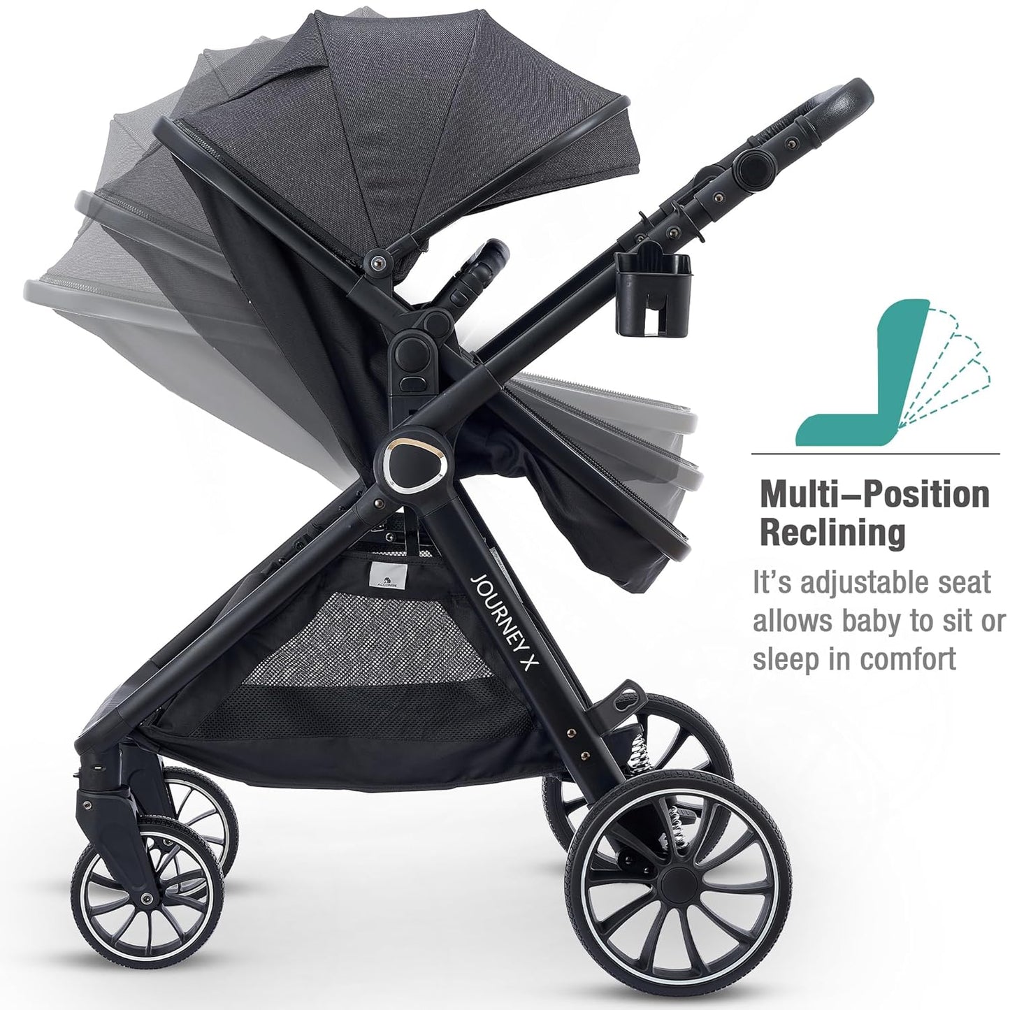 Accombe 2 in 1 Baby Stroller, Convertible Bassinet Pushchair for Infants and Newborns 0-36 Months