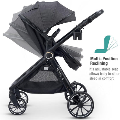 Accombe 2 in 1 Baby Stroller, Convertible Bassinet Pushchair for Infants and Newborns 0-36 Months