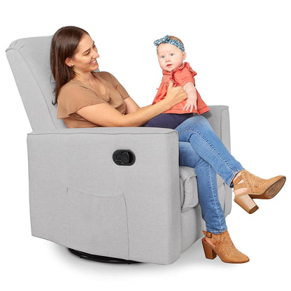 Evolur Raleigh Upholstered Manual Glider Recliner– Rocking & 360° Swivel with Smooth Glide – Greenguard Gold & FSC Certified – Modern Nursery and Living Room Chair in Light Sand