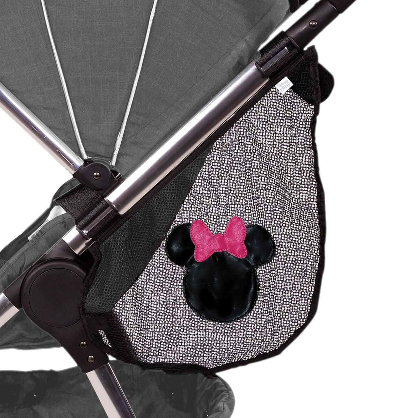 Disney Baby by J.L. Childress Side Sling Stroller Cargo Net - Stroller Organizer Attachment for Storage, Mesh Bag for Baby Accessories, Universal Fit - Mickey, Black