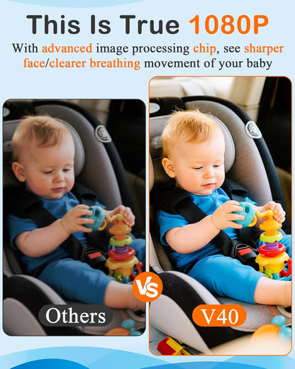 Wkzay Baby Car Camera 2-Pack – HD 1080P, 150° Wide Angle, Night Vision, Adjustable LED Light, Easy Installation, Infant Safety, Rear Seat Monitoring for Car Travel