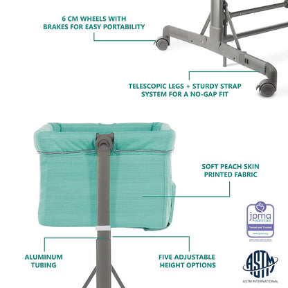 Dream On Me Zimal Bassinet & Bedside Sleeper/Breathable Mesh Panels/Airflow & Easy Visibility/Adjustable Height Options/Lightweight/Mobile/BSA Certified/Mint