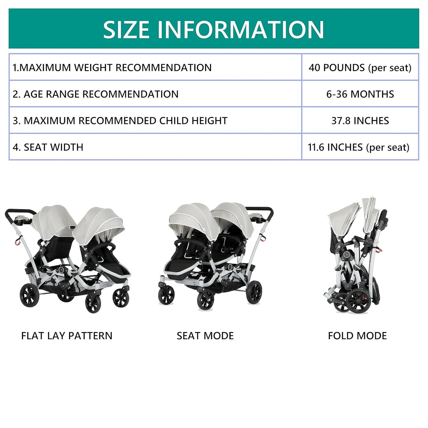 Dream On Me Track Tandem Double Umbrella Stroller in Slate, Lightweight Double Stroller for Infant and Toddler, Multi-Position Reversible & Reclining Seats, Large Storage Basket and Canopy