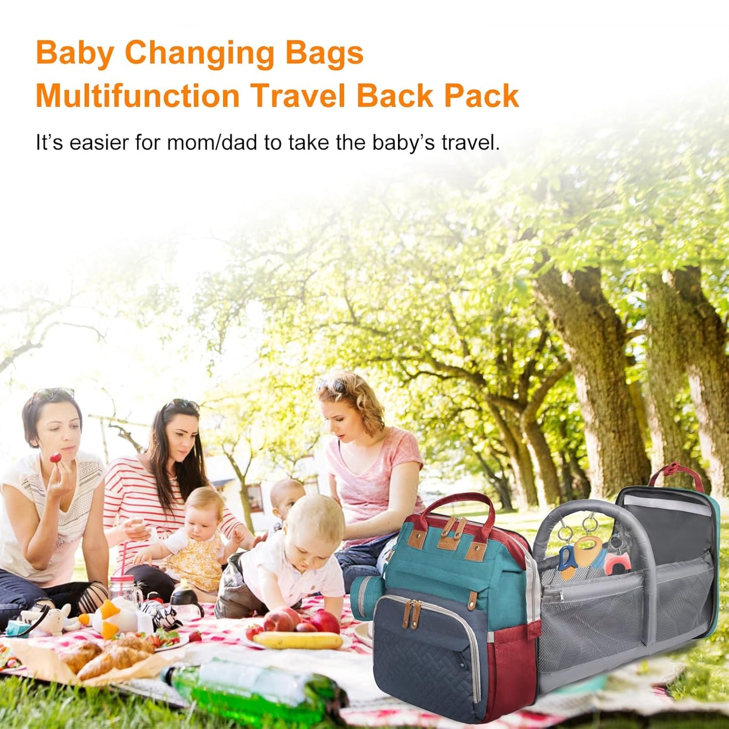Astro alan Baby Diaper Bag with Changing Station, Waterproof Diaper Bag Backpack for Moms Dads with USB Charging Port, Baby Shower Gifts, Large Capacity diaper backpack, Grey