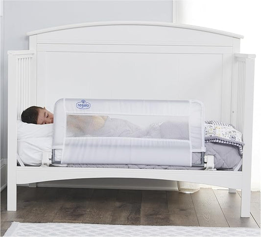 Regalo Safety Swing Down Crib Rail for Toddlers, 33" Baby Bed Rail Guard with Reinforced Anchor Safety System, Convertible Crib Bed Rail, White
