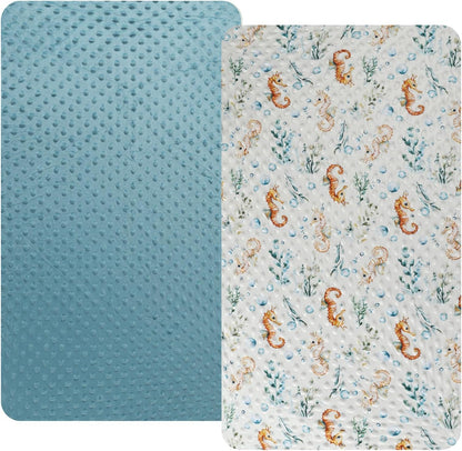 Dot Bassinet Sheet Set 2 Pack Stretch Fitted Bedside Sleeper Bassinet Sheets Sheets,Ultra Soft, for Baby Girls and Boys Light Green Dinosaur